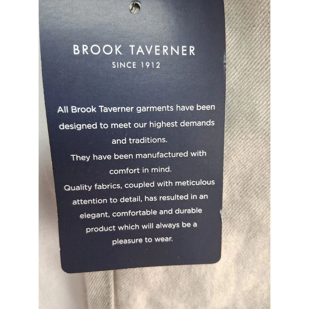 New Brook Taverner Caine Classic Fit Linen Pants Men 36L Tan Chinos Preppy NWT